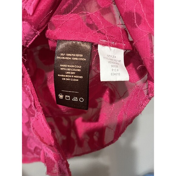 Multiples Shirt Womens Medium Button Up Pink Appliqué 3D Sheer Art To Wear - Picture 5 of 8